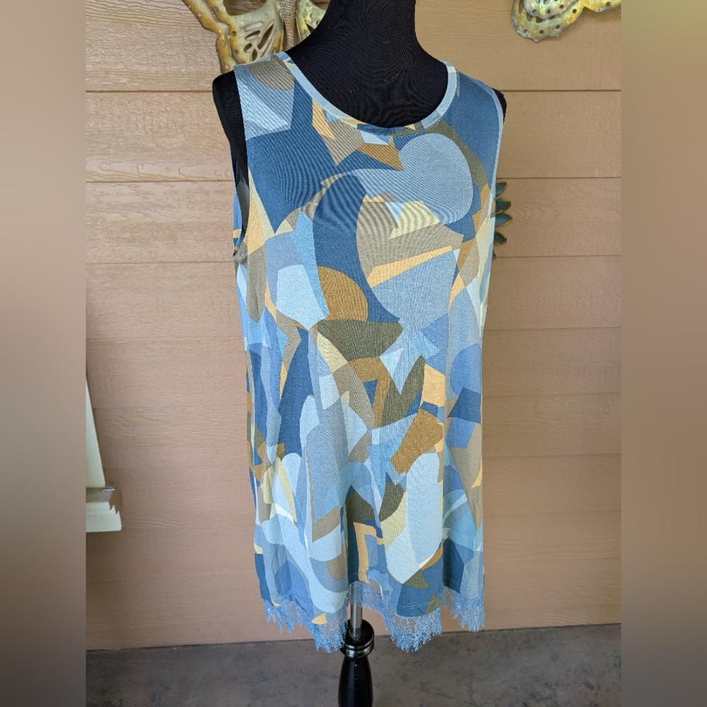 LOGO Abstract Geometric Sleeveless Top